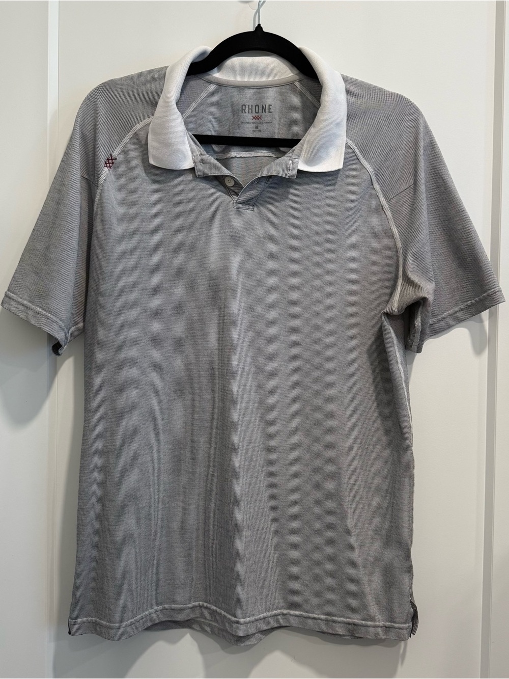 RHONE Light Gray Polo with White Contrast Collar